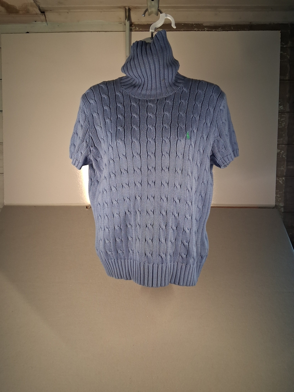 Ralph Lauren Light Blue Cable Knit Short-Sleeve Turtleneck